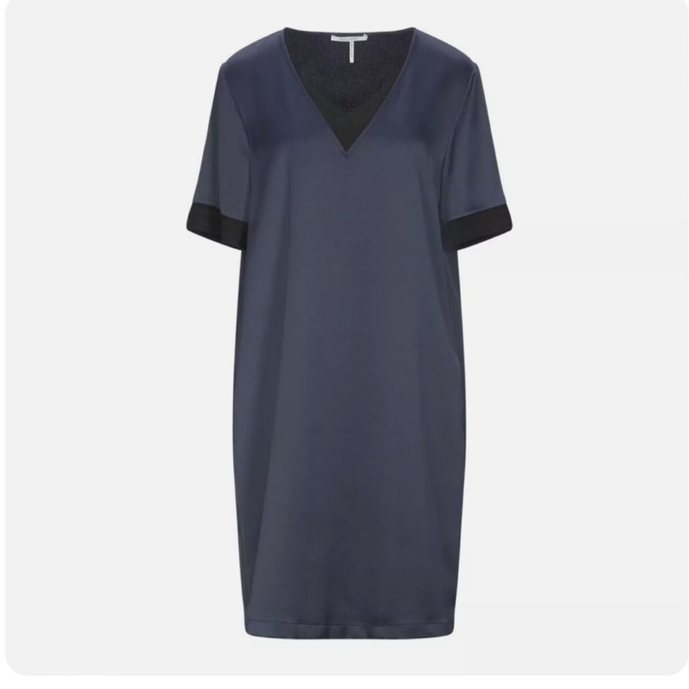 Scotch & Soda Maison Scotch Sort Sleeve Satin Dress in Midnight Blue Size XS